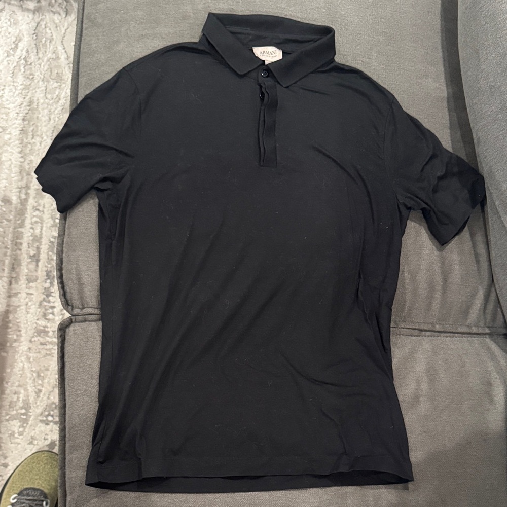 Armani Collezioni Men's Classic Black Polo Shirt (Small size)